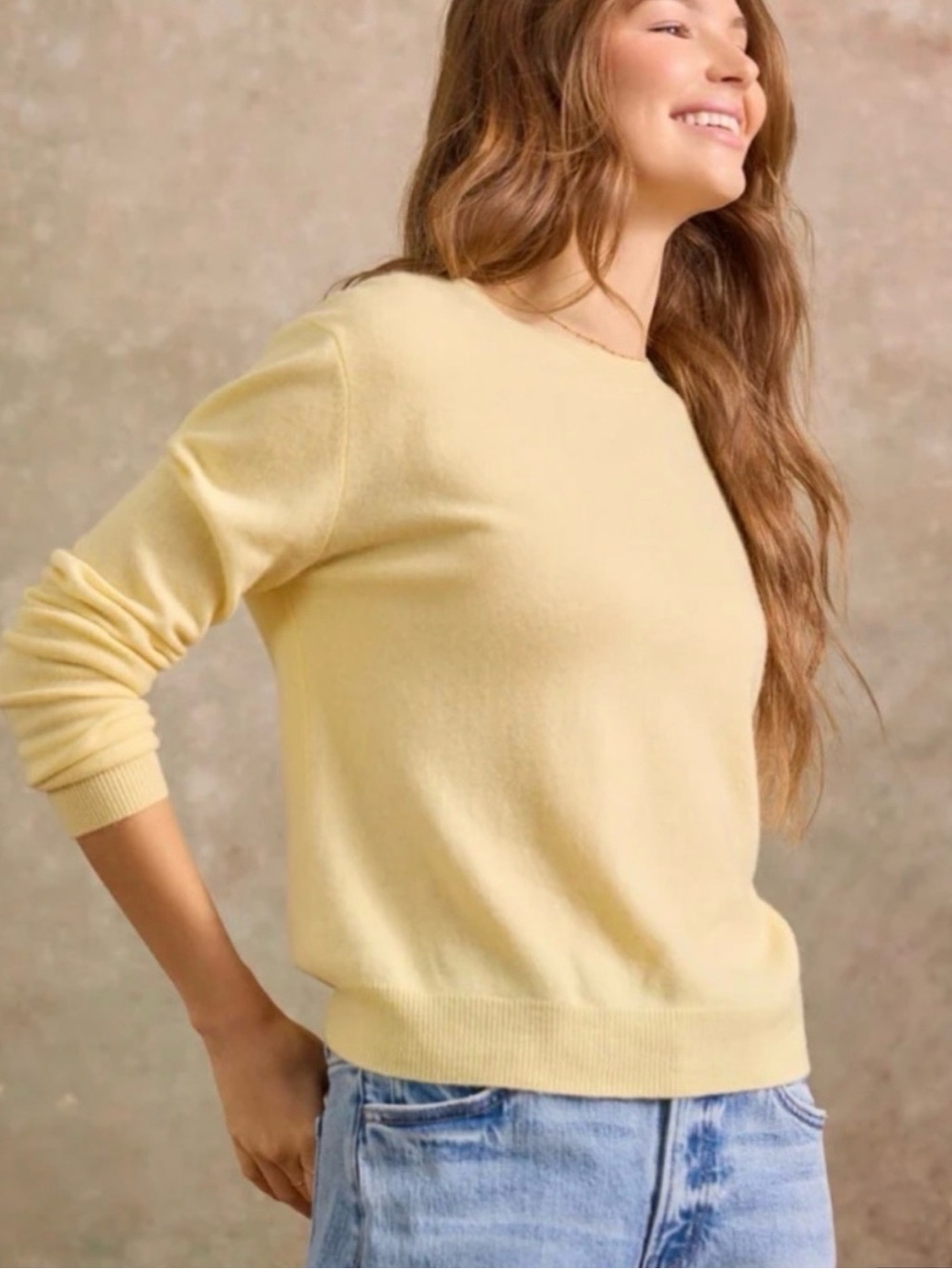 Altar’d State Women's Casmere Crewneck Sweater - Pale Yellow size XS